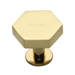 M Marcus Heritage Brass Hexagon Design Cabinet Knob with Rose 32mm